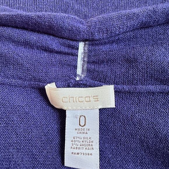 NEW Chico’s Silk Angora Rabbit Purple Cardigan Sweater Open Twee School Office - Picture 5 of 6